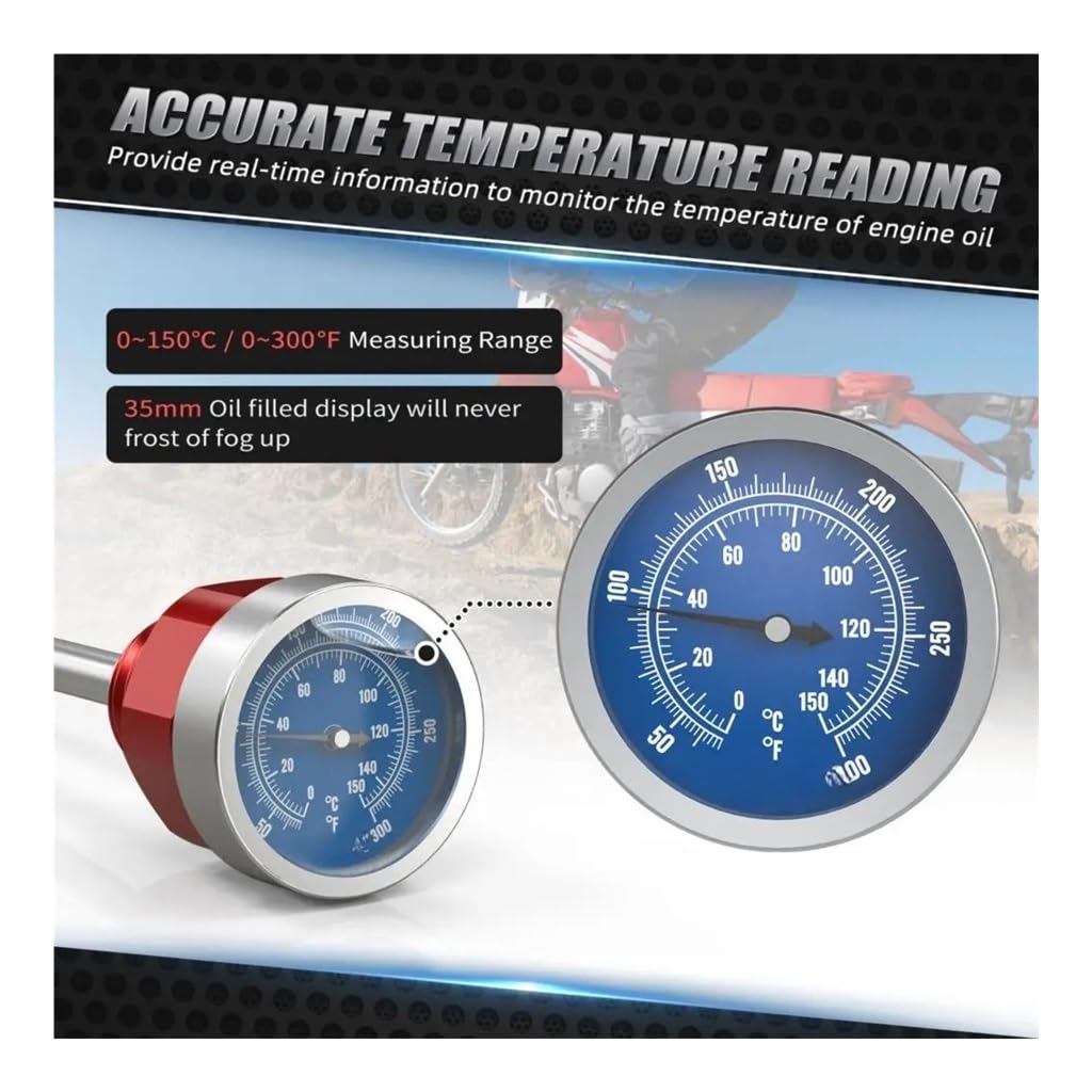 Varilla Nivel Aceite para Motocicleta con Medidor Temperatura Termómetro Temperatura Aceite Varilla Nivel para XR650L para XR 650 L 1993-2024 Aceite Varilla