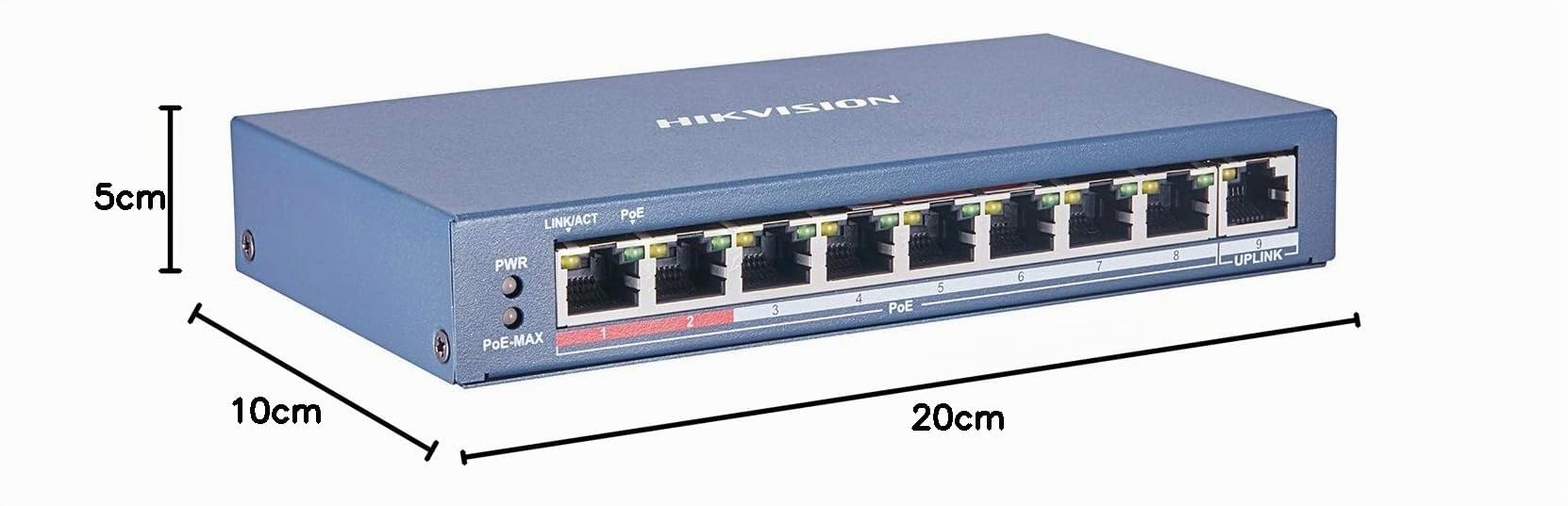 Switch Hikvision 8 Poe 10/100m Unmanaged. +1 Porta Uplink Da 100m. 802.3af/at 2