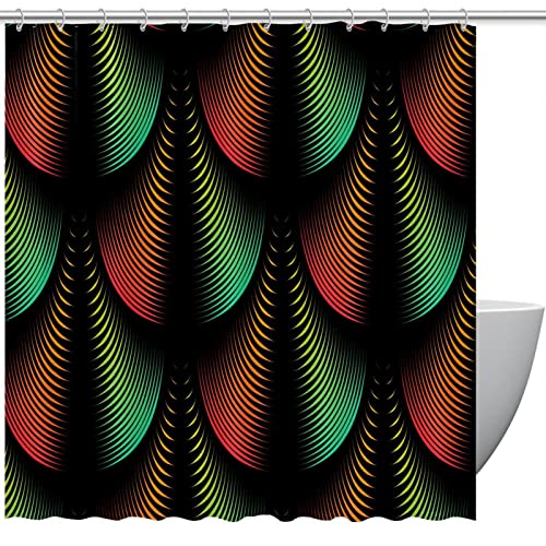 Rideau de douche lignes de plumes mélangées style abstrait 183 cm - 2