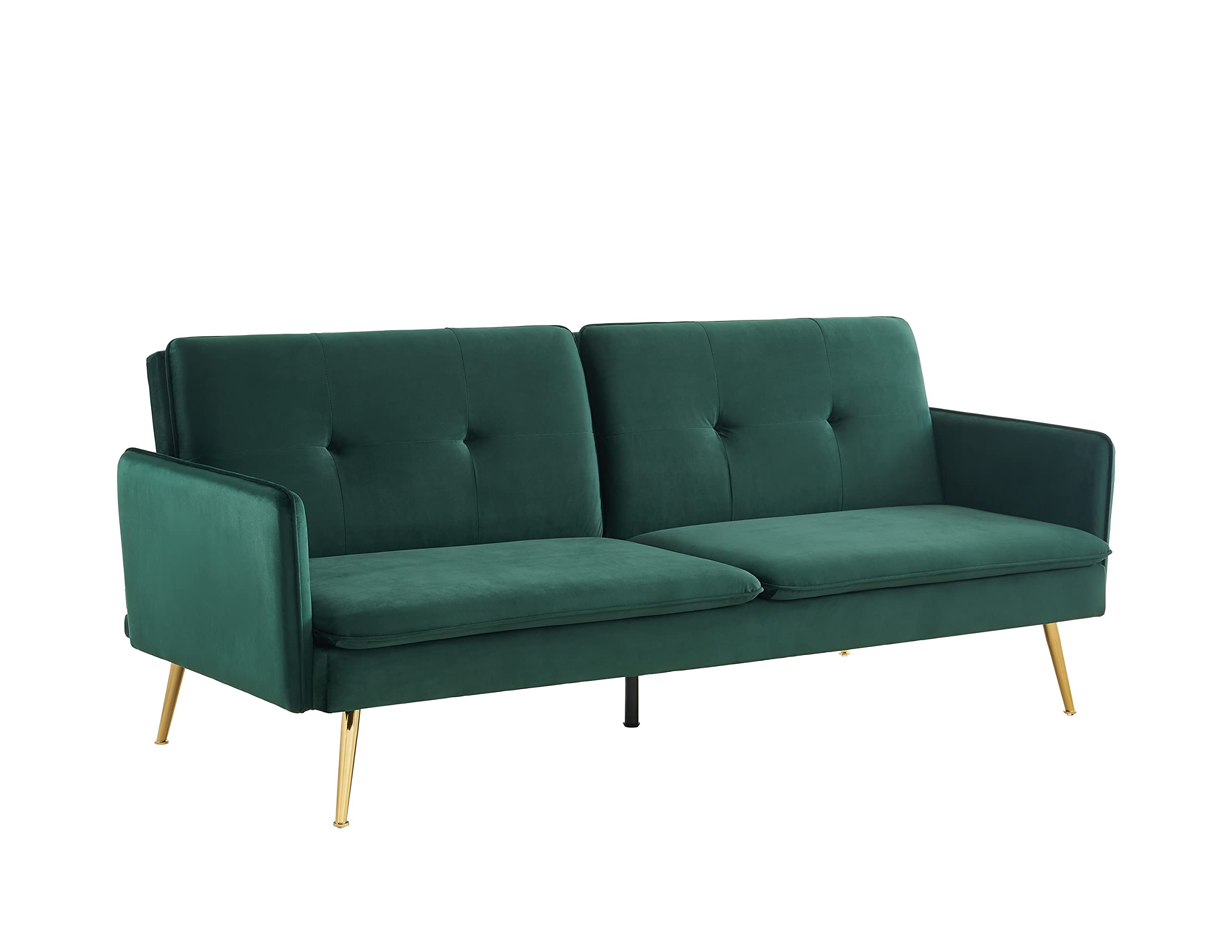 BAÏTA Adam - Divano dritto convertibile a 3 posti, in velluto, verde, 203,5 x 87,5 x 82 cm