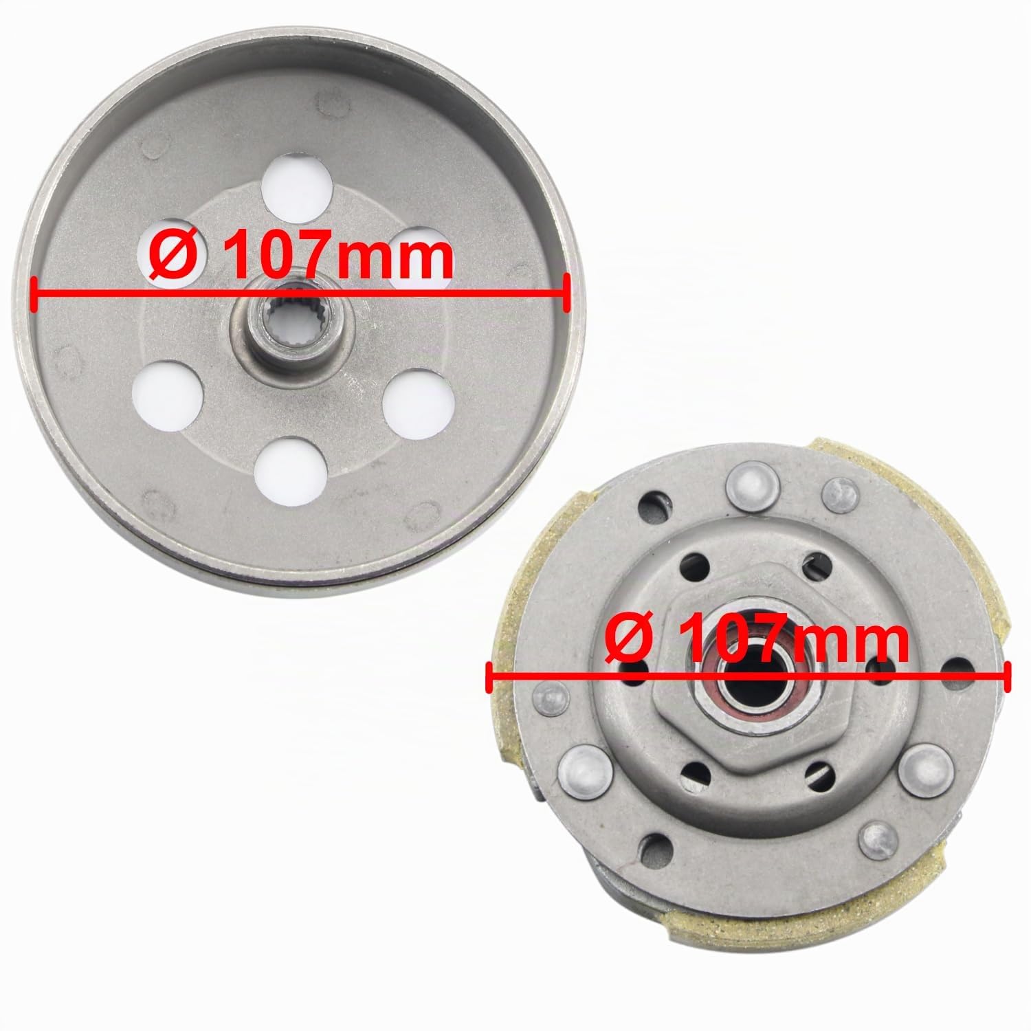 Area1 Trasduttore di ricambio + frizione + campana 107 mm per motori 50 cc 2T, compatibile con Aerox Jog Neos Slider BWs Italjet F12 F15 461 K2 Nitro Mach G