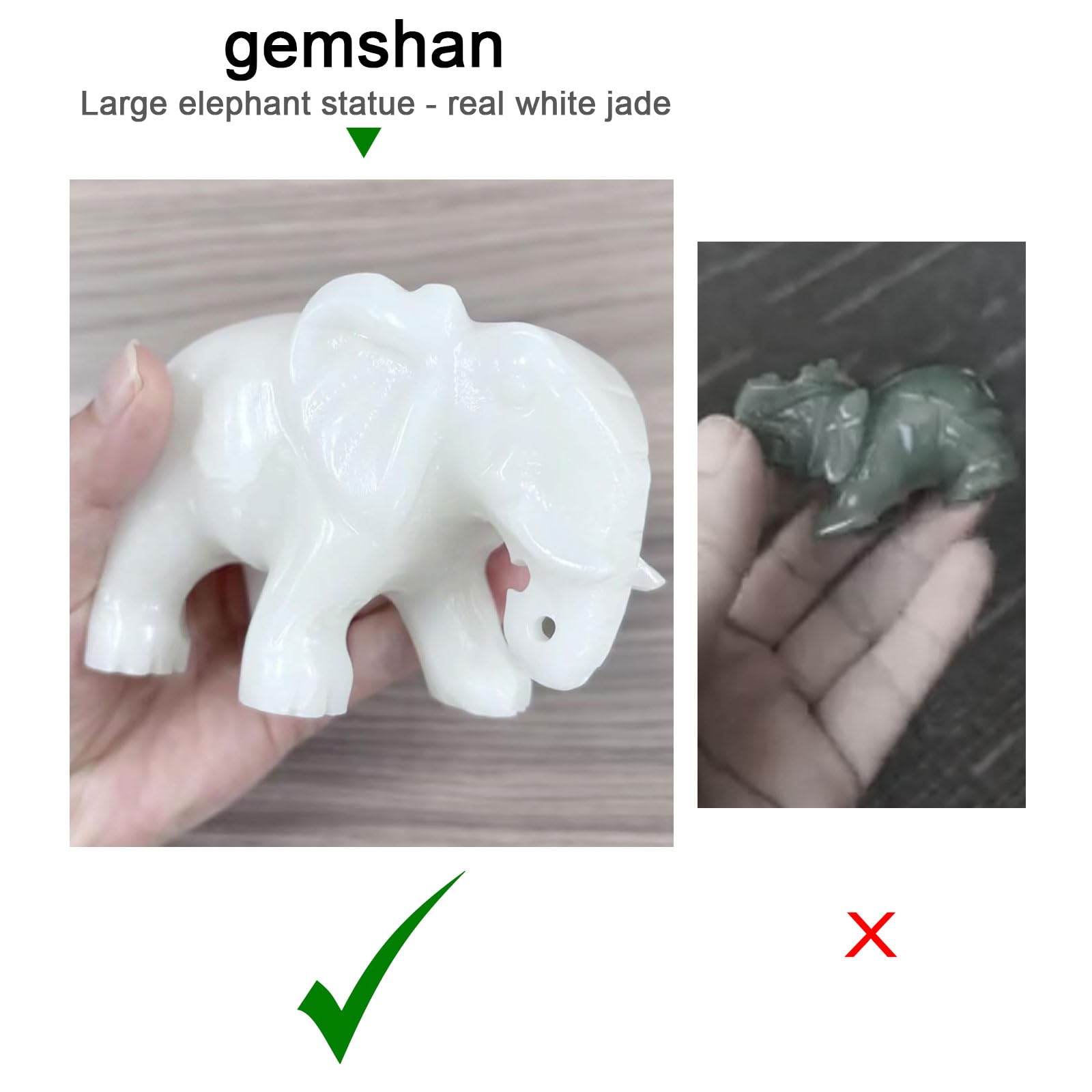 Amazon.co.jp: gemshan 翡翠象像ギフト - ハンドメイド象の置物 幸運の