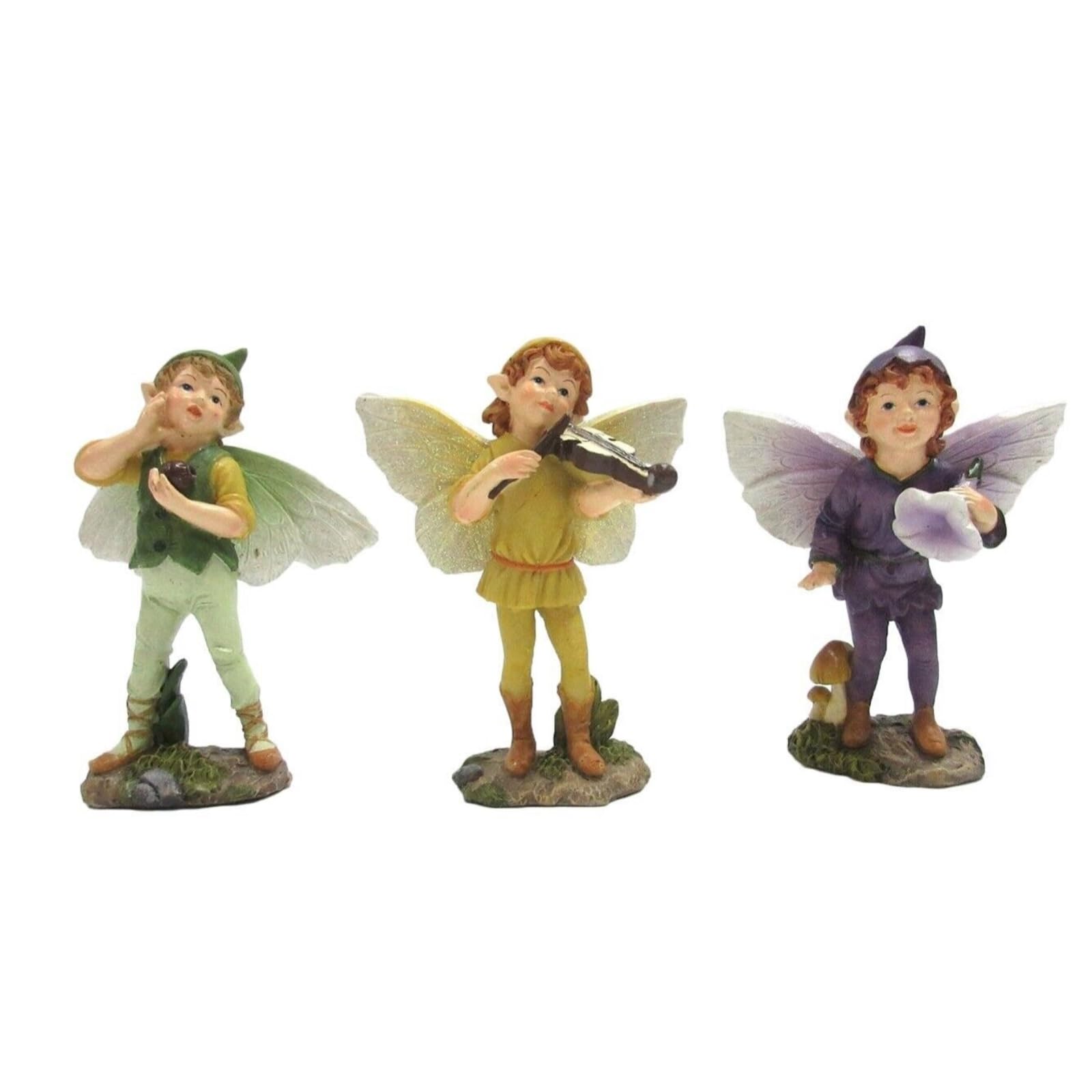 Photo 1 of Pacific Giftware Mini Fairy Garden Boy Fairies Set of 3 Decorative Mini Garden of Enchantment Figurine 3 Inch Starter Kit