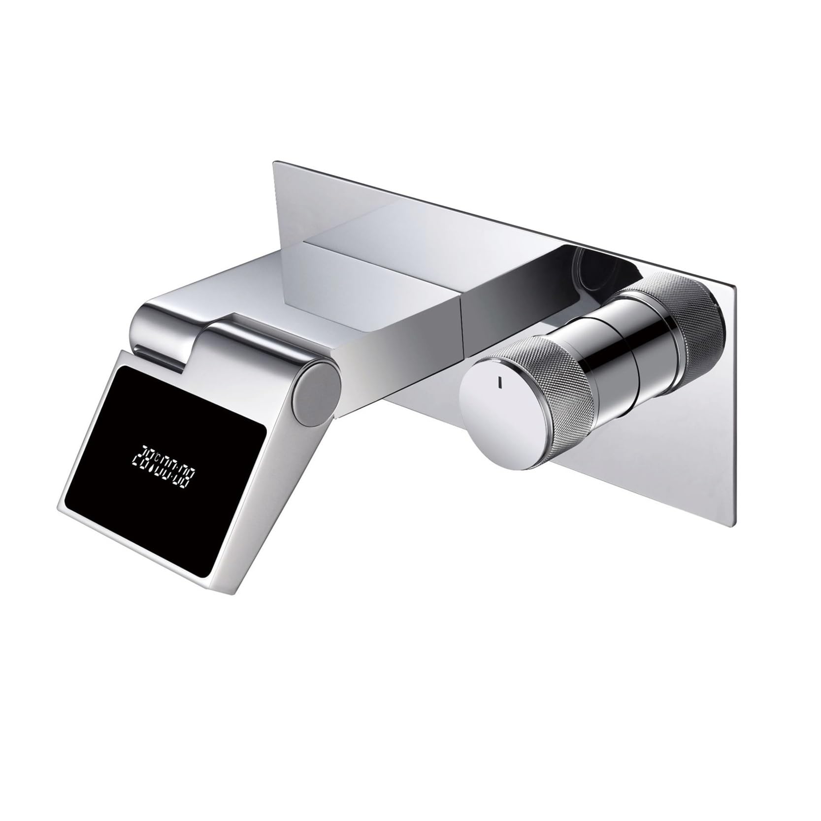 Robinet de salle de bain en laiton chromé avec affichage LED