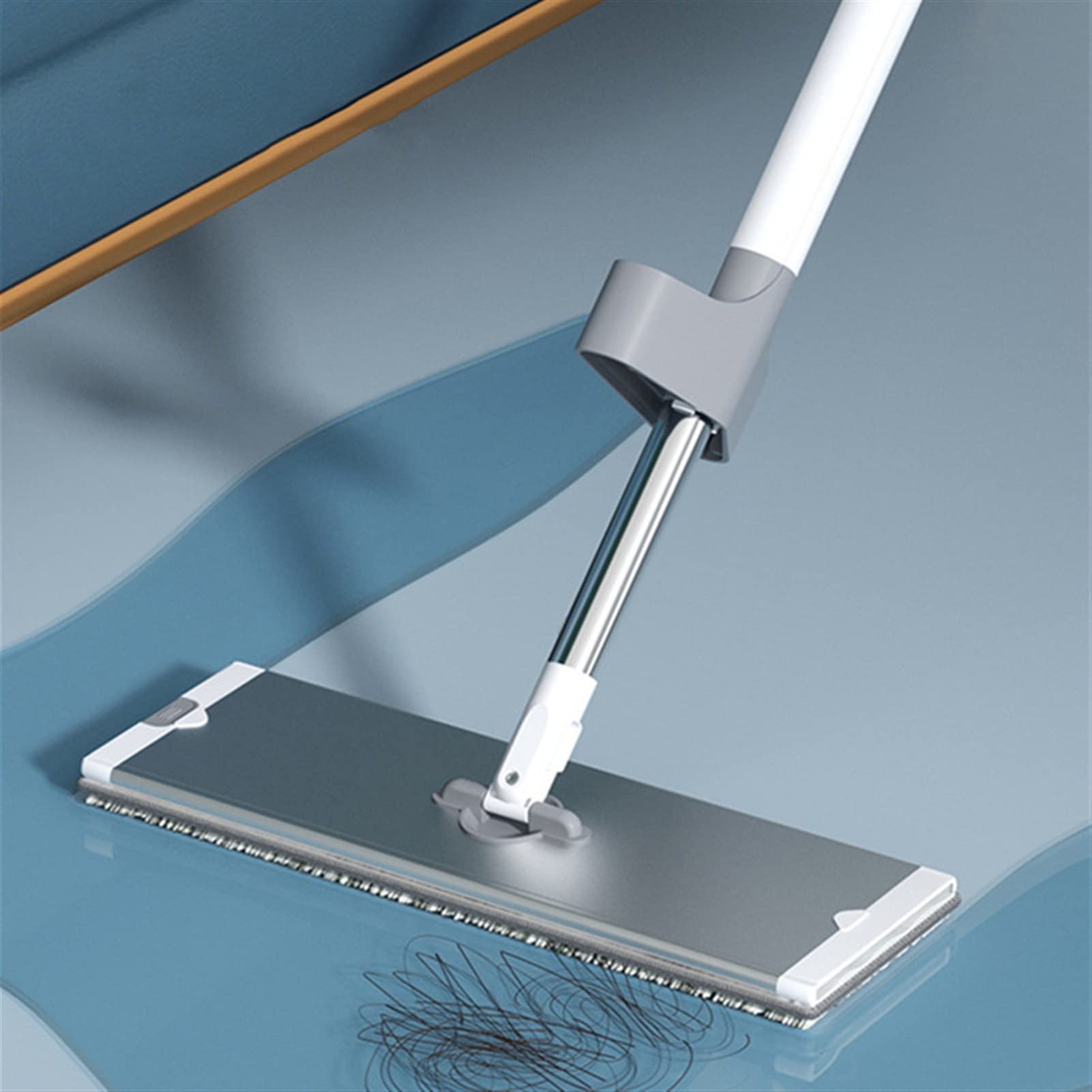 Mopp Boden Mopp Mikrofaser Mopp mit Self Wringer Set Hartholz Mops zum Reinigen, nass& trocken, keine Hand, die faule flache Mopp mit 4 waschbaren Pads waschen Wischmop ( Color : 32cm with 2 rags )