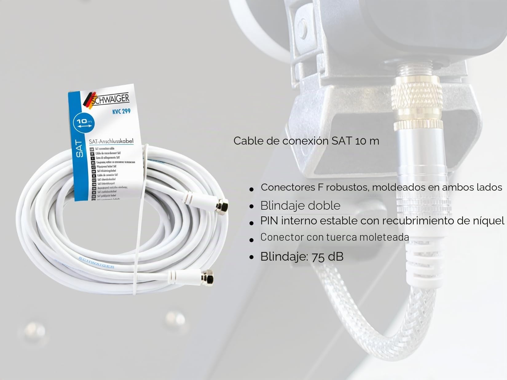 SCHWAIGER 9604 - Sistema satélite para camping (10 m, antena, acero, 35 x 38 cm)