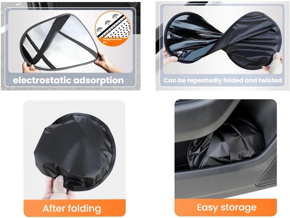 Side Window Shade for Car: Blackout UV Blocker Glare Reduction Sun Cover for Driver - Static Cling Easy Install & Removable - 2 Pack Foldable Universal Fit 99% Vehicles
