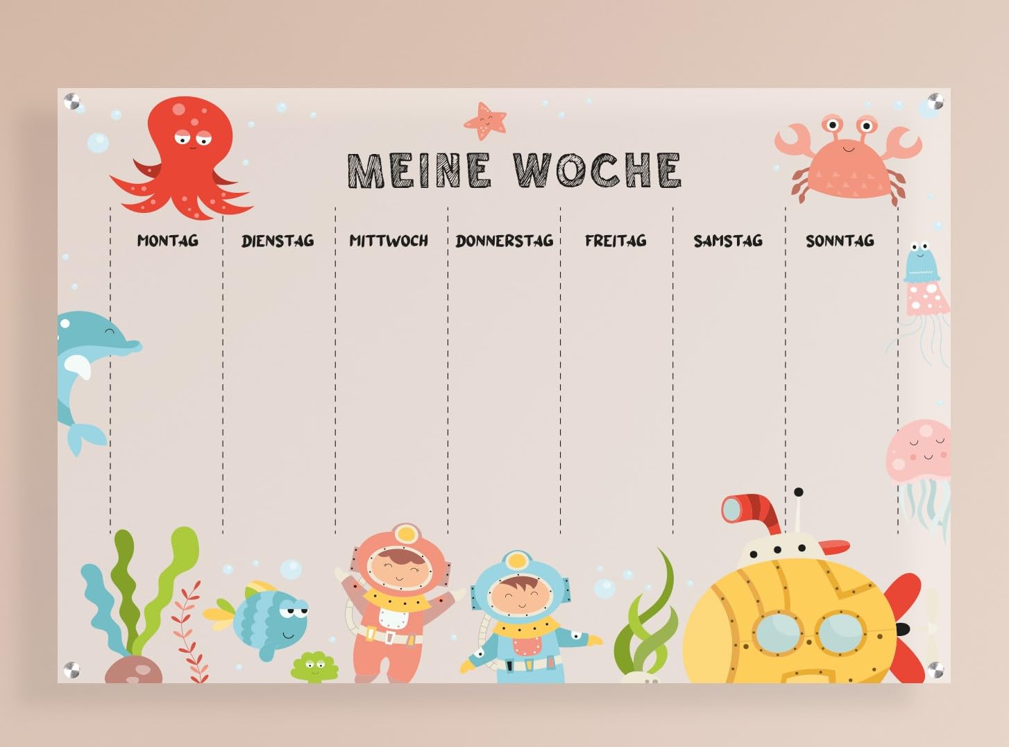Queence Acrylglas Wochenplaner abwischbar 60x40 cm | Wochenplan transparent | Geburtstags-Kalender | wiederverwendbar | Familienplaner | Notizen | Terminkalender | Wandkalender | Monatskalender