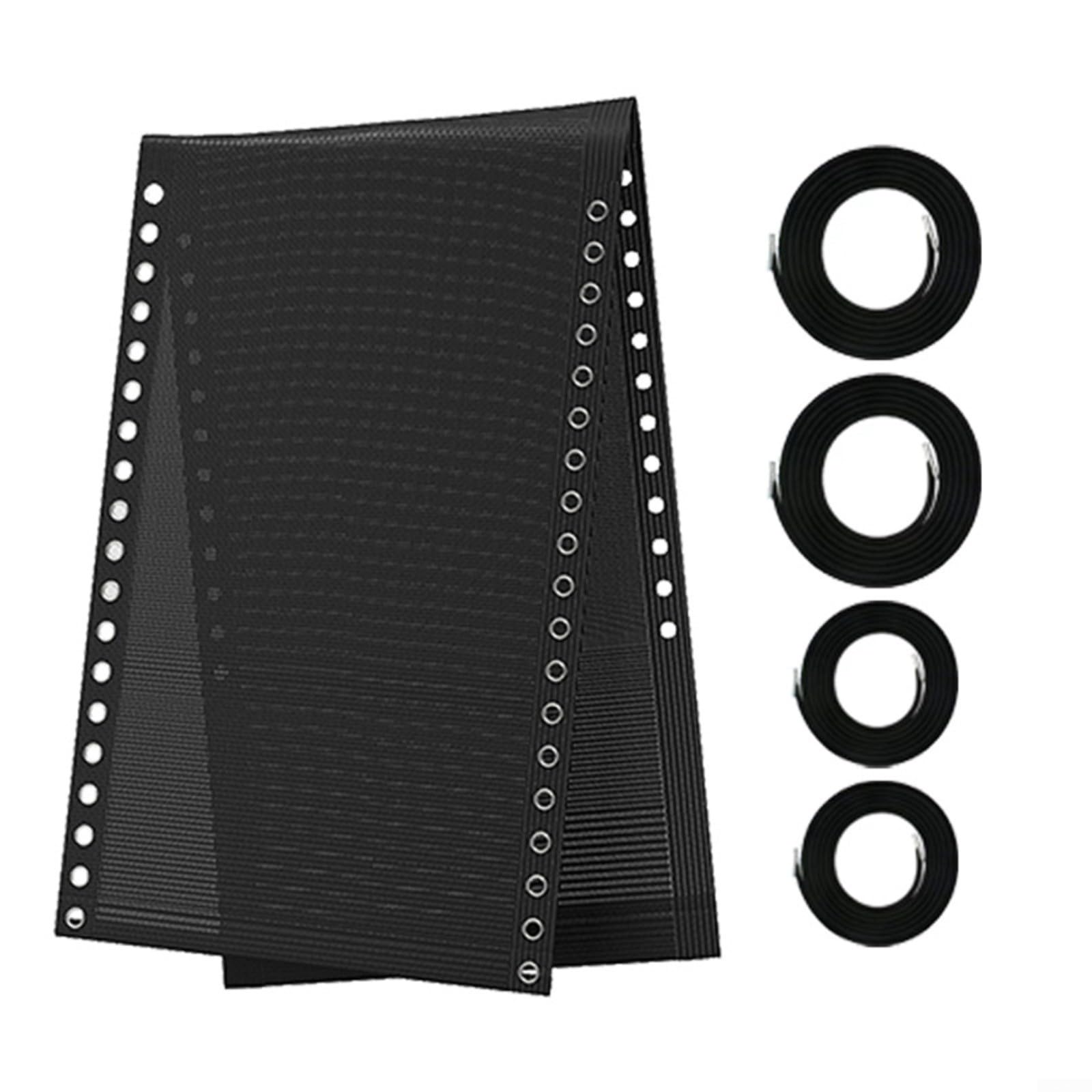 Tissu de rechange pour fauteuil inclinable noir 160x48 cm avec cordes de réparation