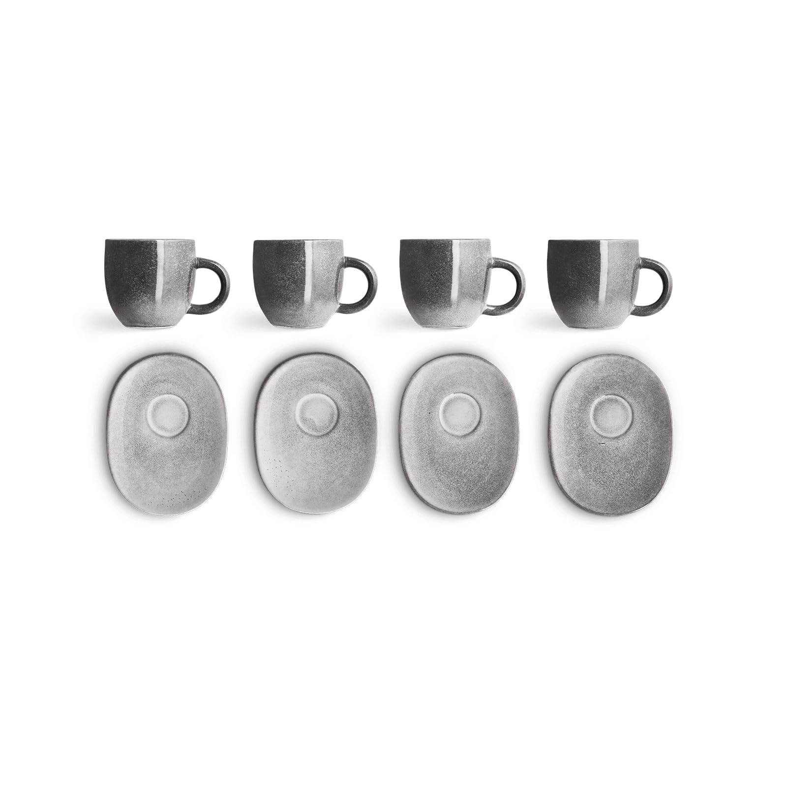 SPRINGLANE Vaisselle, service de table en faïence (Tasses Café avec Soucoupes, 4 piéces)