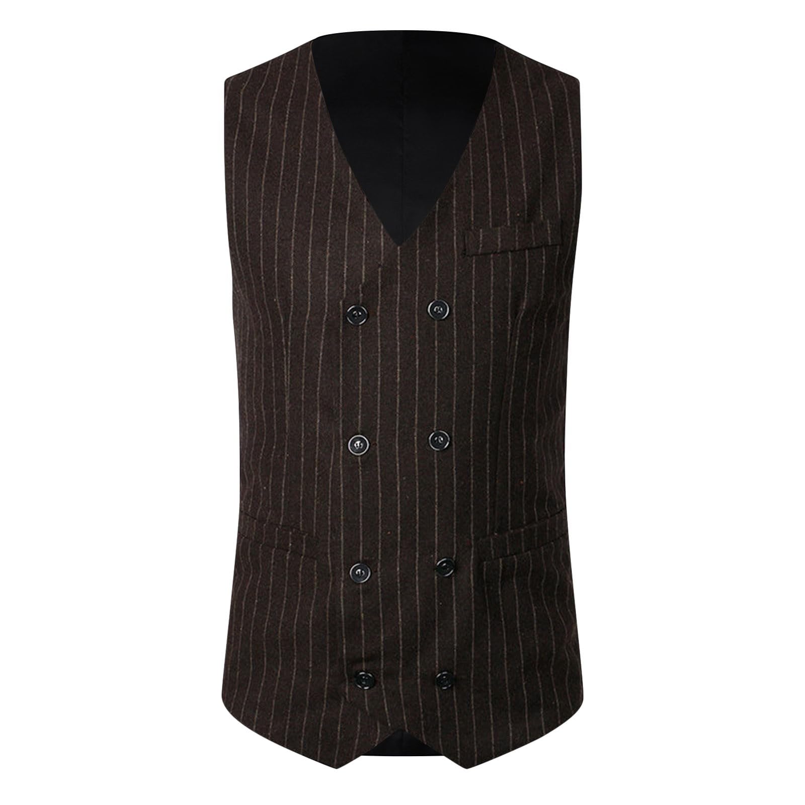 Gilet Formale Gessato A Righe – Elegante Con Bottoni E Tasche, Per Ufficio, Matrimoni E Cene Formali