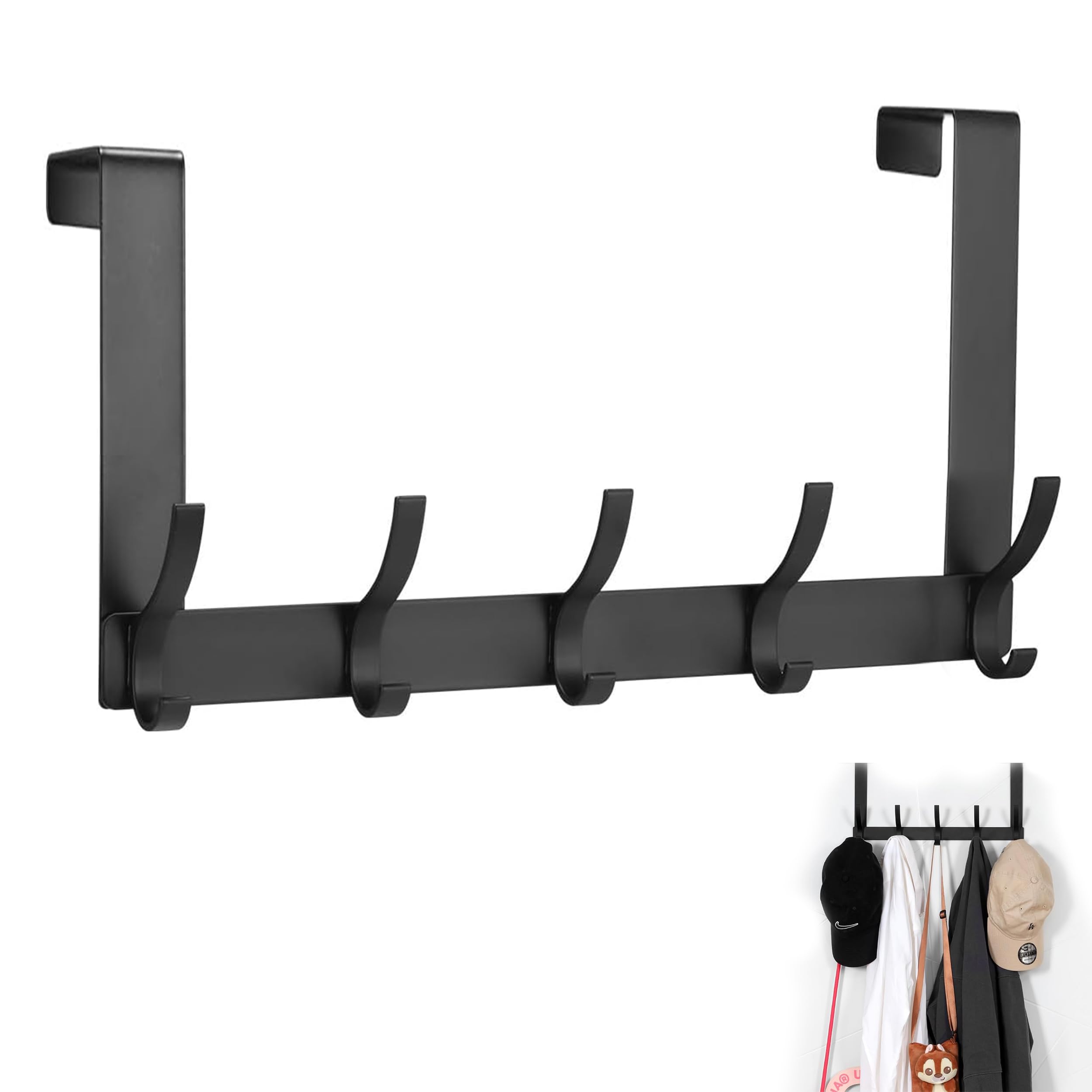 Shunshi Over Door Hanger with 5 Hooks, Heavy Duty Door Hooks for Coat Towel