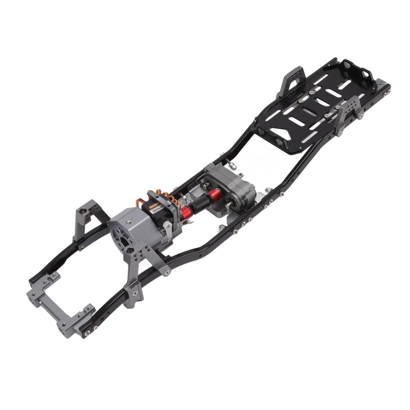 Do obudowy metalowej RC w skali 1:10, 2 opcje przekładni, tryb 2-biegowy, rozstaw osi 313 mm, przednia przekładnia, materiał ze stopu aluminium, błyszczący układ napędowy, (kolor kolorowy)