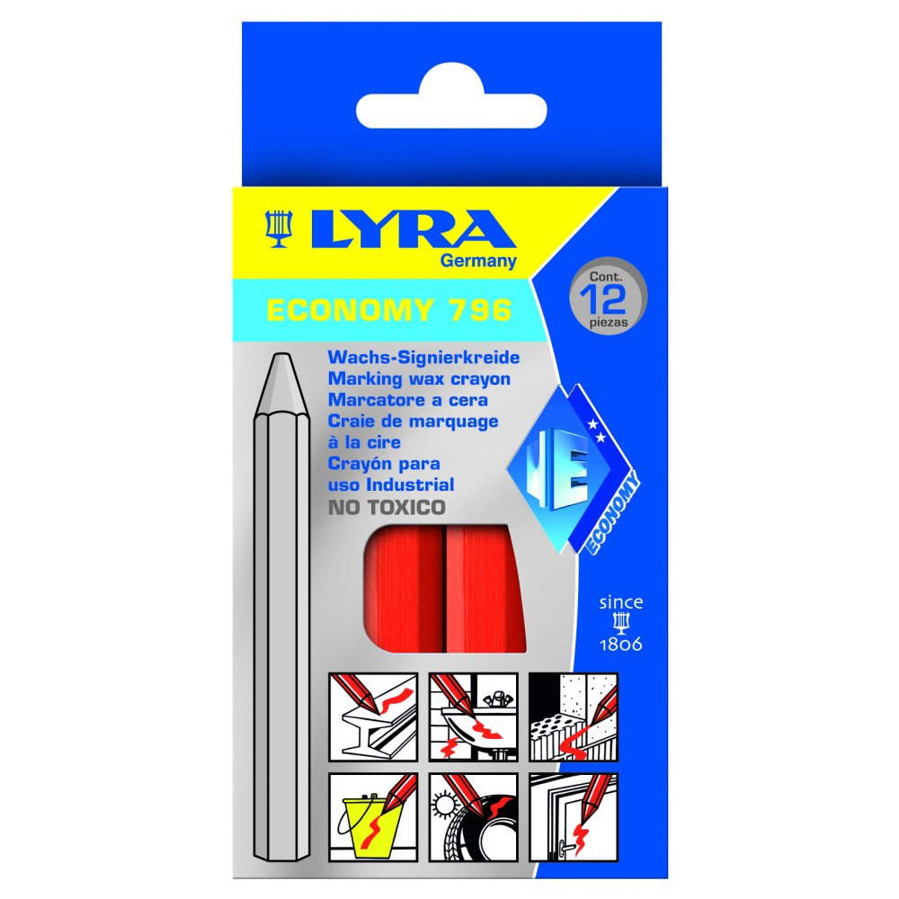 Box of 12 Wax Crayons - Red