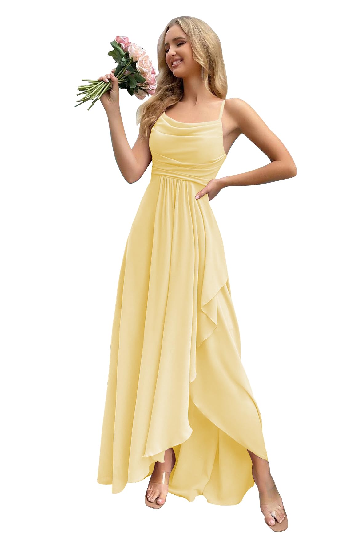 Rustic Yellow Bridesmaid Dresses For Boho Beach Wedding With Slit |  Desertcart BAHRAIN