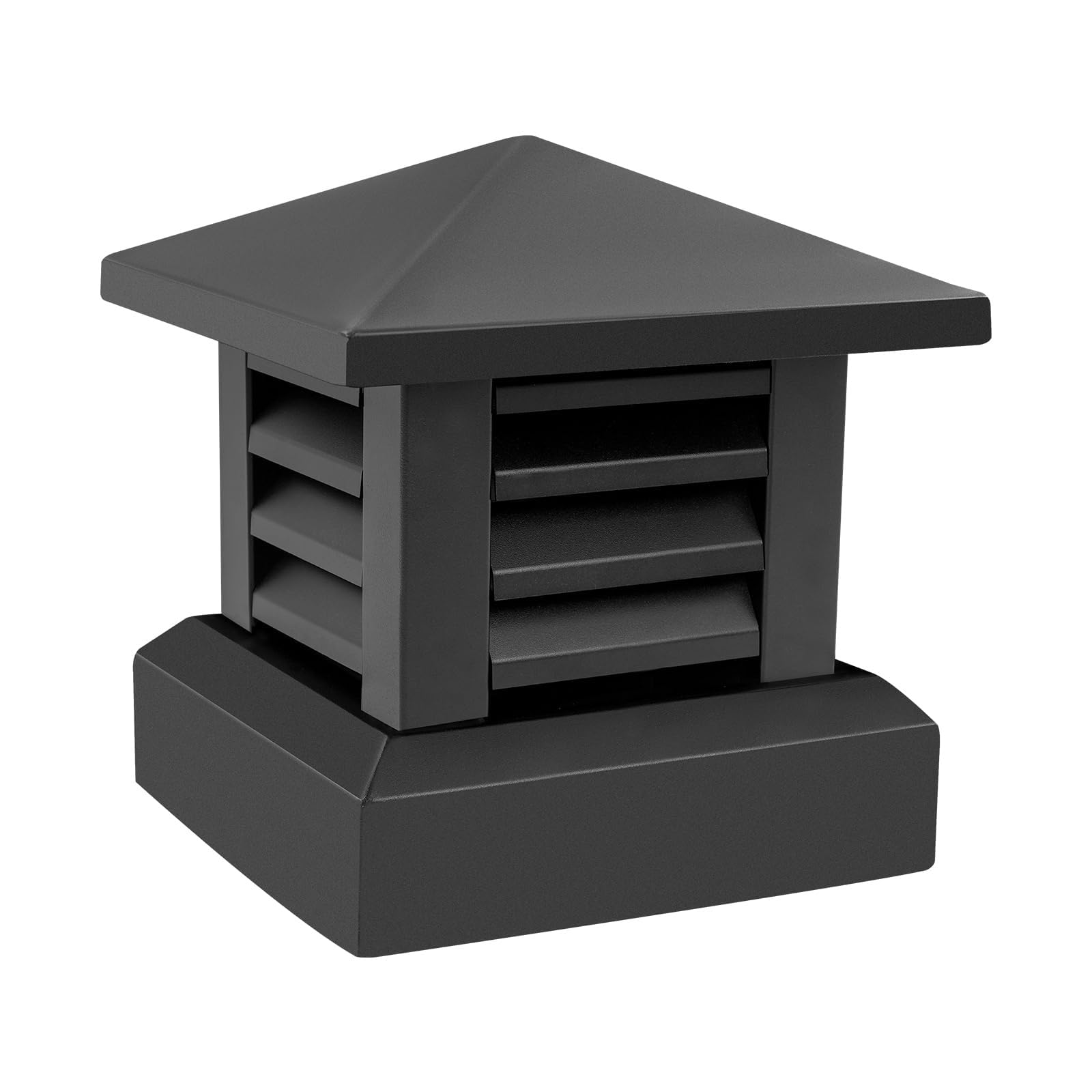 Schornsteinabdeckung, Schwarz Quadratisch, Rostfreie Kaminhaube aus Aluminium mit Lamellen, Regenhaube & Windschutz mit Vogelschutzgitter, Funkenfänger gegen Fallwinde(30cm)