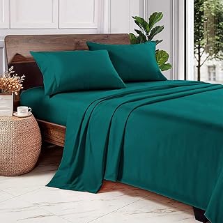 SGI 100% Egyptian Cotton 600 TC Sheet Set Soft & Smooth Sateen Weave 4 Pc Sheet Set - 1 Fitted Sheet, 1 Flat Sheet & 2 Pillowcase 15