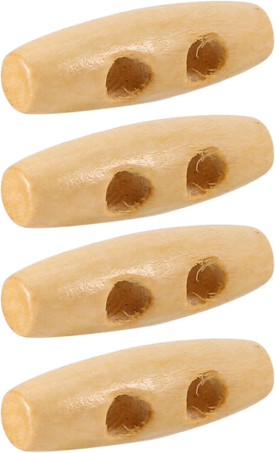 Dioche 20mm Childrens Buttons 50pcs Wooden Duffle Toggle Buttons 30mm | Horn Shaped Coat Sewing | Double Hole Natural Wood | Durable for Jackets & Sweaters