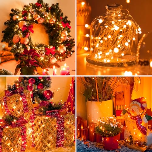 Image of 12 Pack Fairy Lights Battery Operated - 7ft 20 Led Twinkle Lights 3 Modes, Bulk Mini String Lights Waterproof for Mason Jars Vases DIY Party Wedding Decoration Christmas -Orange
