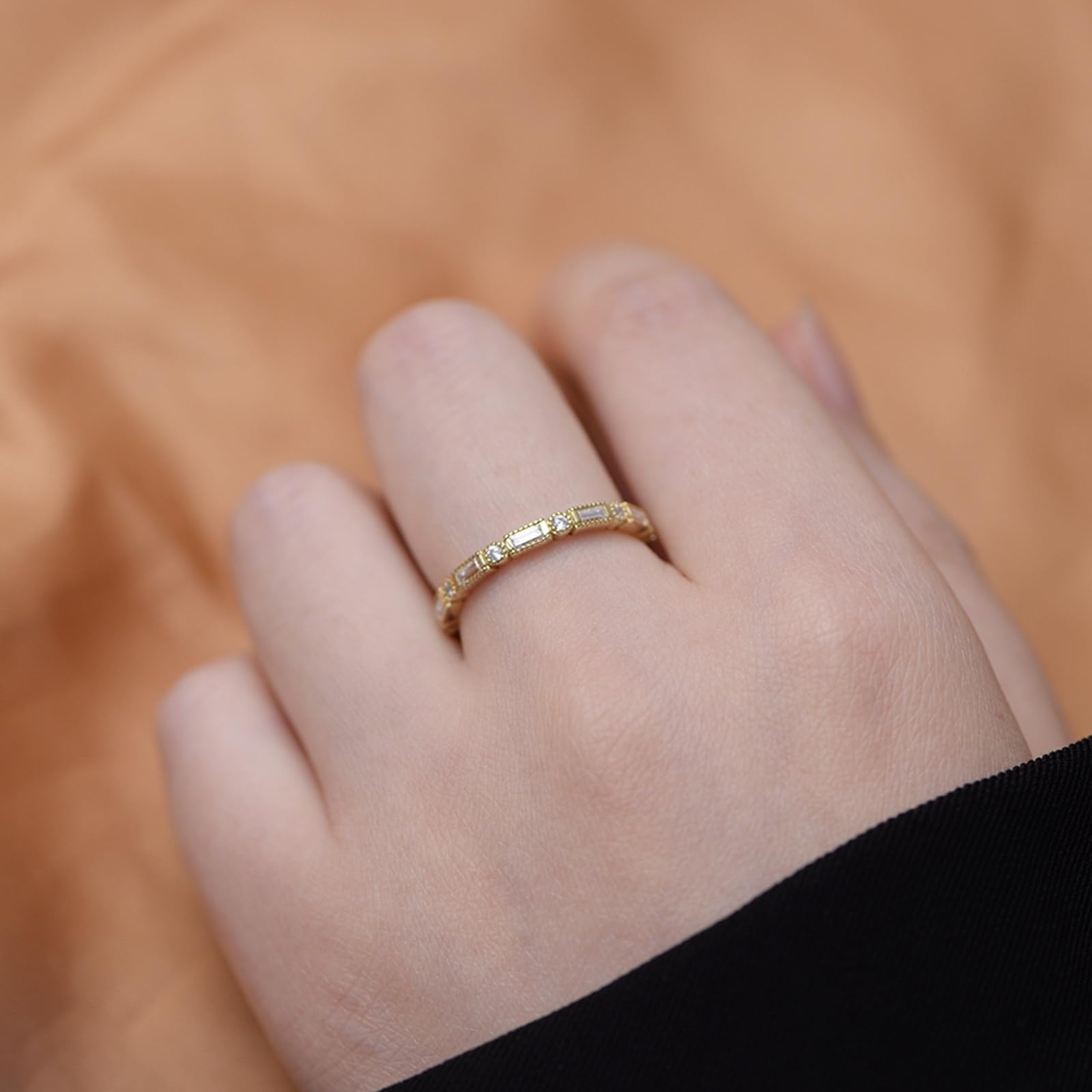 Anillos de compromiso para mujer de oro blanco, oro real eternidad con moissanite, anillo de boda de oro para mujer