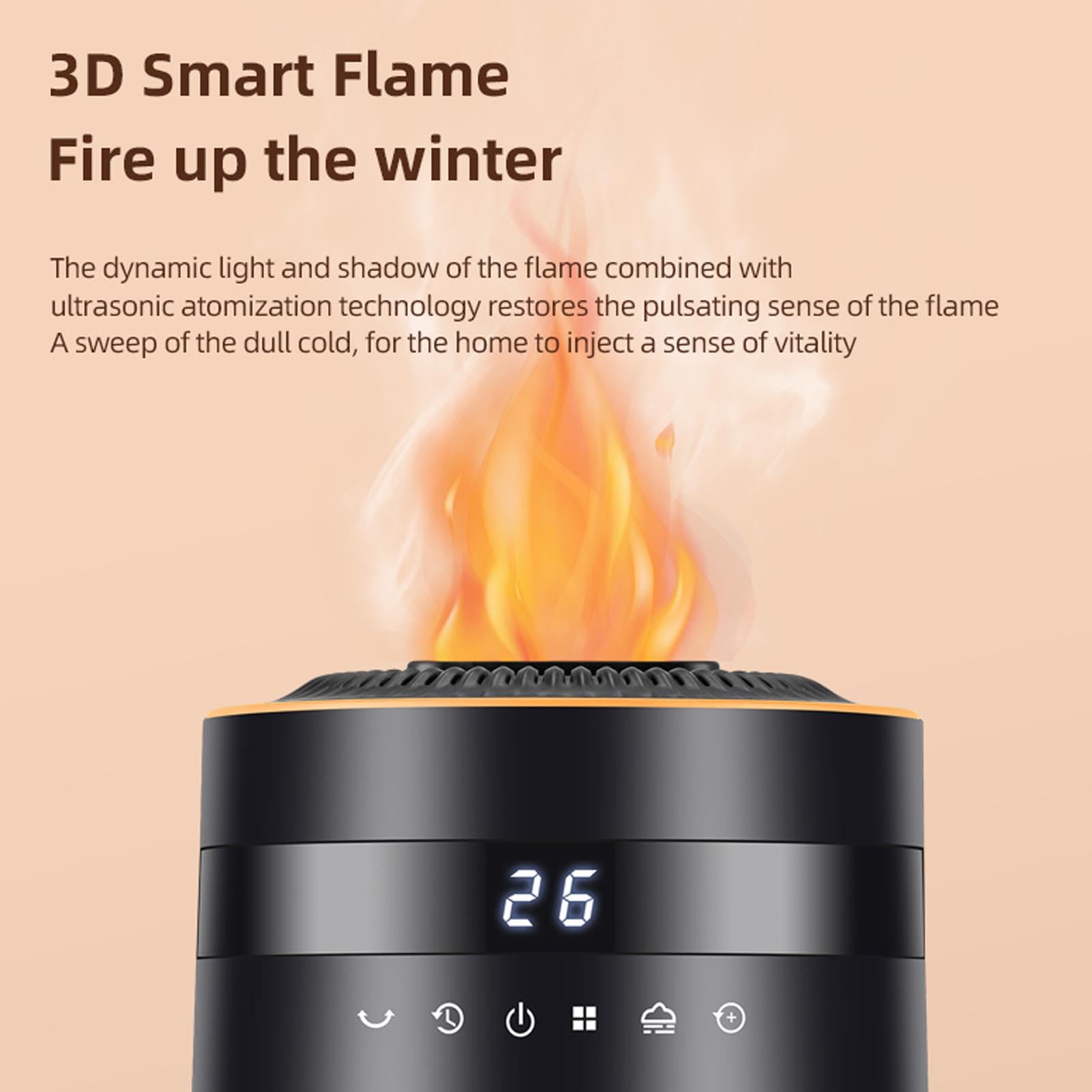 Stufetta, Riscaldatore in Ceramica PTC con Umidificatore 3 Modalità Aria Calda 1500 W Riscaldamento Rapido 12 Ore Telecomando, con Portata di 6 Metri e Funzioni di Sicurezza, (Spina europea)