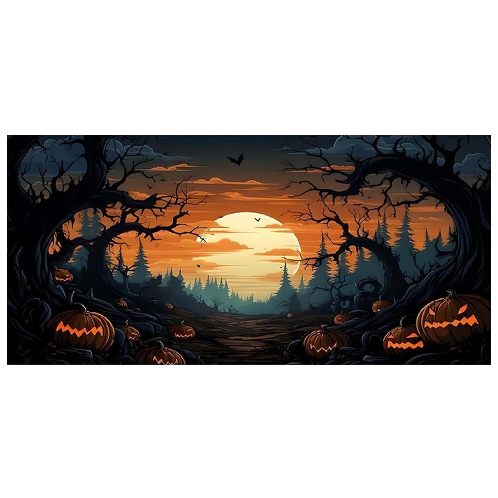 Hoveeluty 243*218Cm Halloween Garage Door Cover, 8X7ft Bat Pumpkin Halloween Garage Door Decorations, Hanging Halloween Garage Door Banner With Rope For Outdoor Home Yard Wall Background Halloween Door Cover Halloween Ga