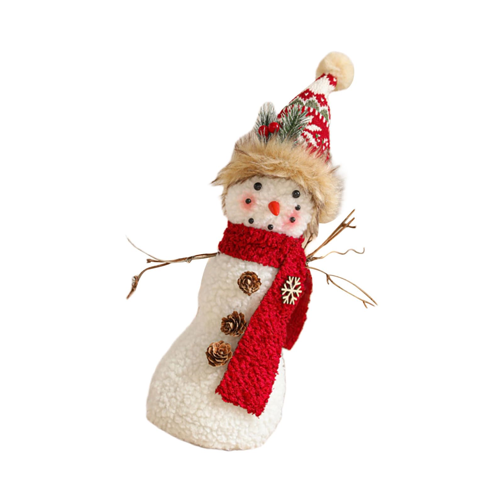 Buxuaaaa Christmas Themed Accessories Plush Snowman Figurine Accessory Holiday Ornament Seasonal Tabletop Decoration Workshop Ornament