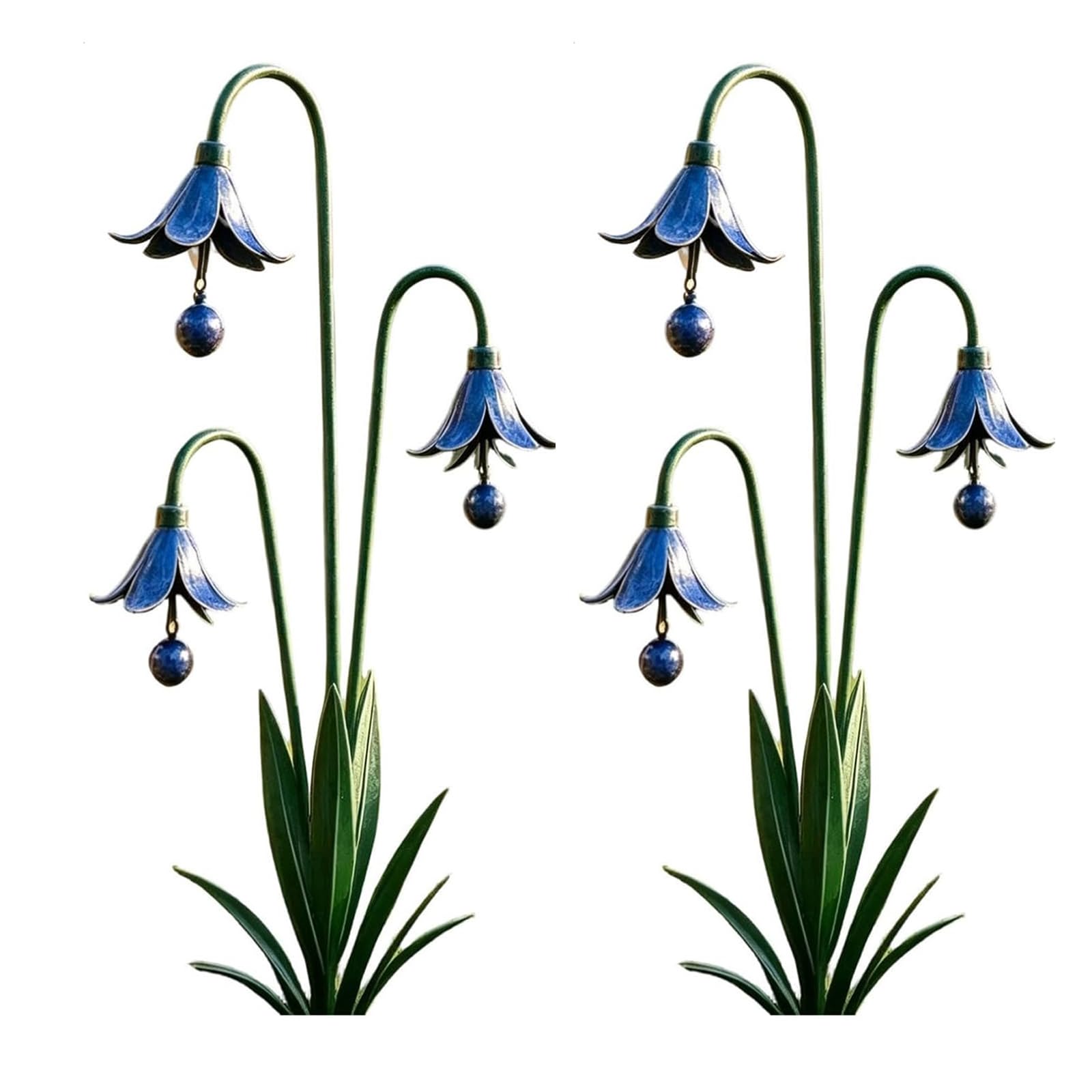 Three Bluebells Garden Stake, 2026 Flamed Copper Triple Sculpture for Yard