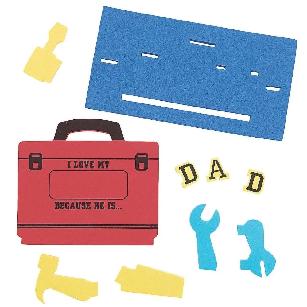 Fun Express I Love My Dad Because Craft Kit - Makes 12 - DIY Father's Day Craft Gift for Kids