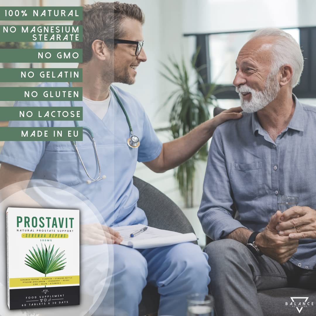PROSTAVIT® - SERENOA REPENS 500MG | Saw Palmetto | Integratore Prostata | 8 ingredienti attivi con Zucca, Ortica, Pygeum Africanum, Cranberry, Reishi | 60 Compresse