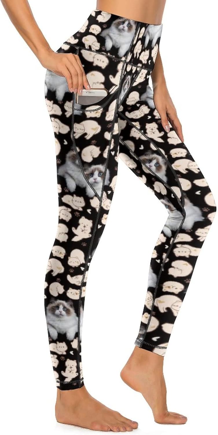 Custom Face Leggings with Pockets for Women Workout Personalized Yoga Pants with Your Picture Funny Design Your Own Legging