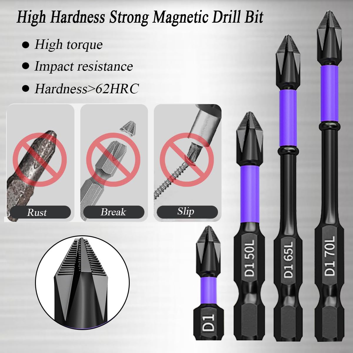 12 punte magnetiche ad alta durezza e resistenti, punte antiscivolo e antiurto con punte per cacciavite, kit di punte magnetiche per cacciavite con punta magnetizzante, in lega di acciaio nero