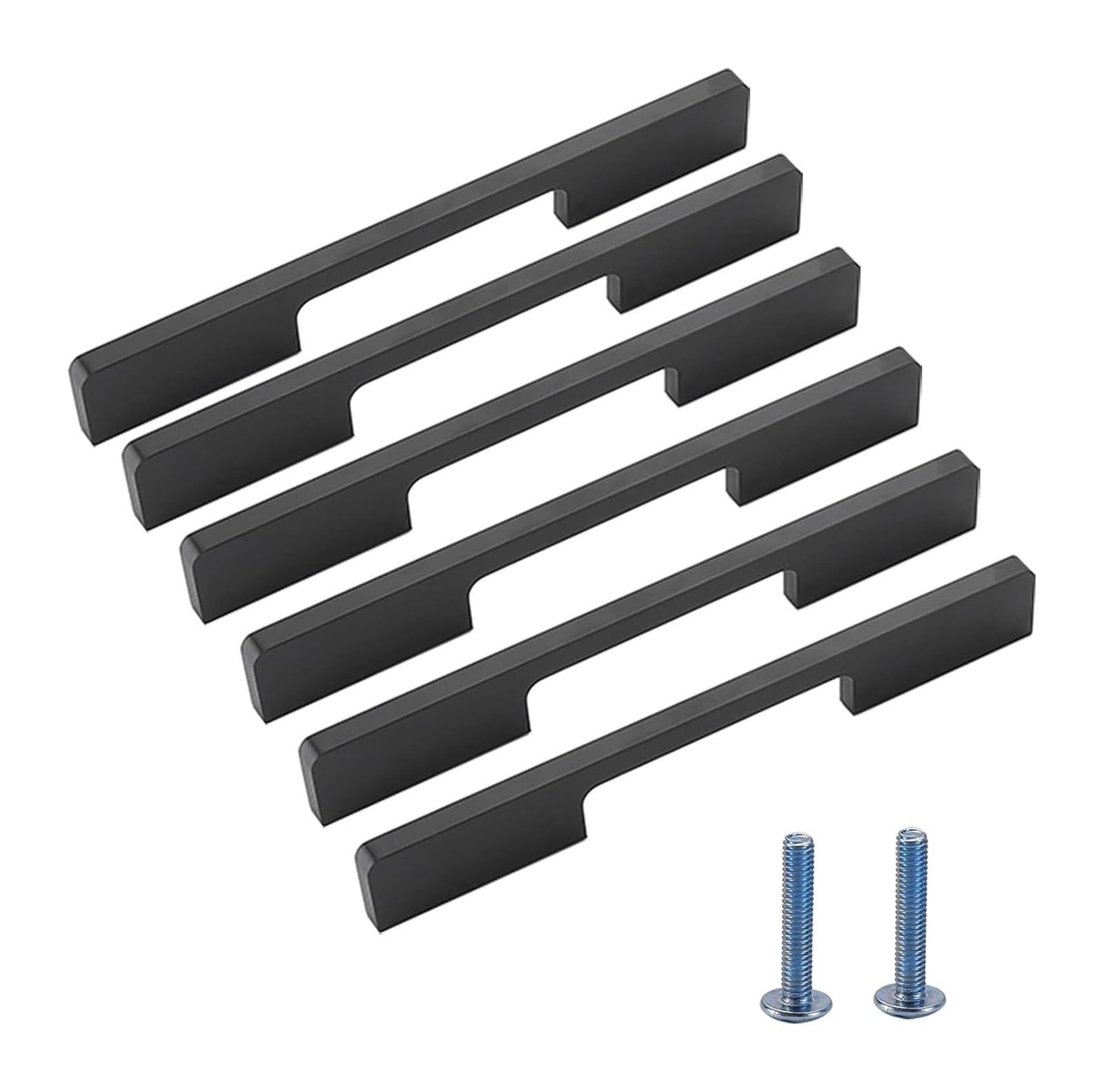 VOPLIVAT Kitchen Cupboard Handles, 6 Pieces Black Aluminum Alloy Bow Cabinet Wardrobe Drawer Handles 128mm Hole Center(Black)