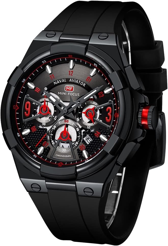 Watch for Men Sport Military Waterproof Chronograph Mens Watches Analog Quartz Big Face Classic Stylish Fashion Casual Designer Business Work Wrist Watch Elegant Gift for Men