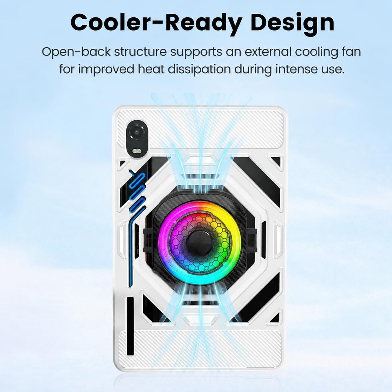Case Cover Compatible with Redmagic Astra 2 Tablet 9.06inch, Hollowed-Out TPU Protective Case with 2 Detachable Grip Handles, Anti-Scratch Shockproof Flexible Tablet Shell, White image 2