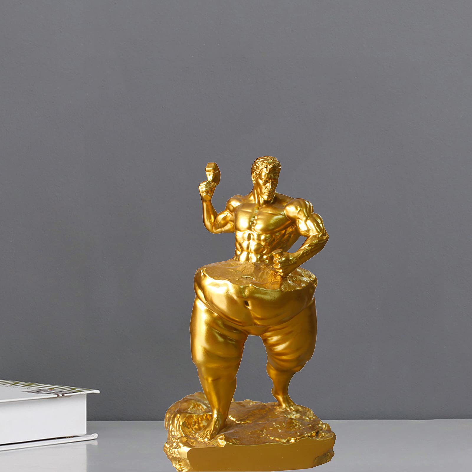 LGYKUMEG Abnehmende Männlicher Gott Skulptur Deko,Abstrakte Modern Design Harz Figur,Höhe 15cm,Fat Mann Statue Dekorationen für Schlafzimmer Restaurant,Tisch, Arbeitsplatte,Yoga Gymnasium,Weiß