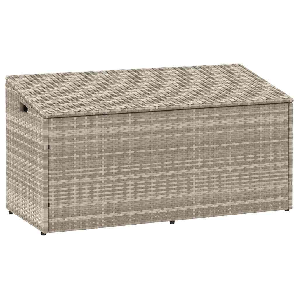 Garten-Auflagenbox Hellgrau 110x50x58 cm Poly Rattan mit wasserfestem Innenbeutel, pulverbeschichtetem Stahlgestell, UV-beständig, für Terrasse, Balkon, Pool und Gartenlagerung