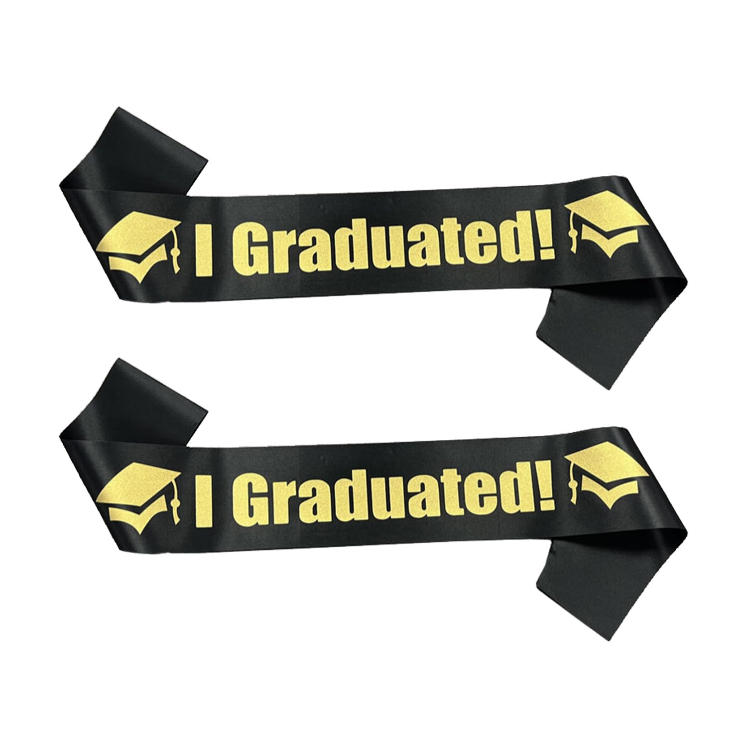 Miaija 2Pieces Graduation Stain Sashes Gold Letter Etiquette Bands Unisex Graduation Cheer Belt Prop Accessories for Graduation Party Favors Supplies