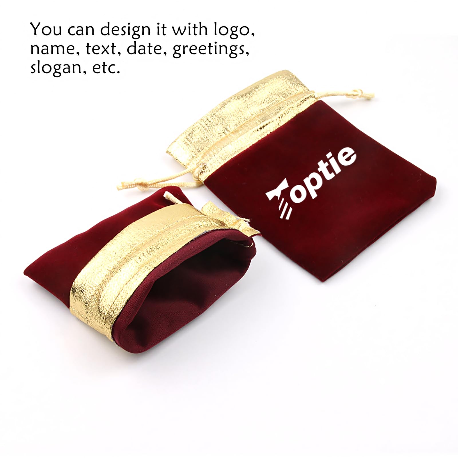 TOPTIE 50 Sacchetti Regalo in Velluto Personalizzati con Finiture Dorate