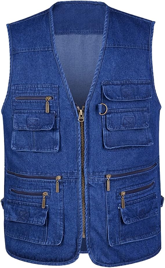 Gilet Sans Manches Pour Homme En Coton – Poches Pratiques – Tailles L à 4XL