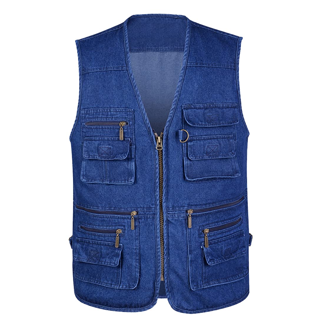 Gilet En Denim Sans Manches Homme Hwalleum - Multi Poches Veste Outdoor Bleu Jean