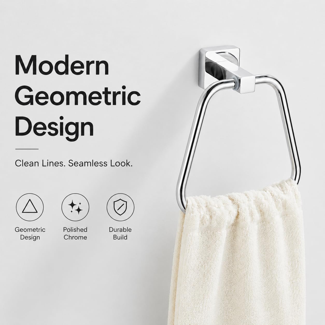 Lot de 2 anneaux porte-serviettes chromés pour salle de bain, cuisine, salle de bain, support mural en acier inoxydable robuste