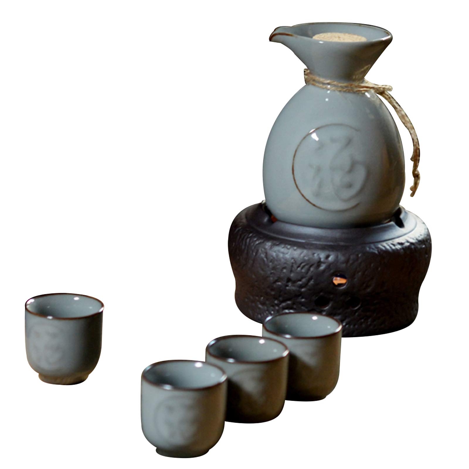 Tasse à saké Traditionnelle, Verres à vin en céramique, Ensemble de 6 Tasses à saké en céramique, Facile à Utiliser, Convient aux Amateurs de Culture, Artisanat Traditionnel (C)