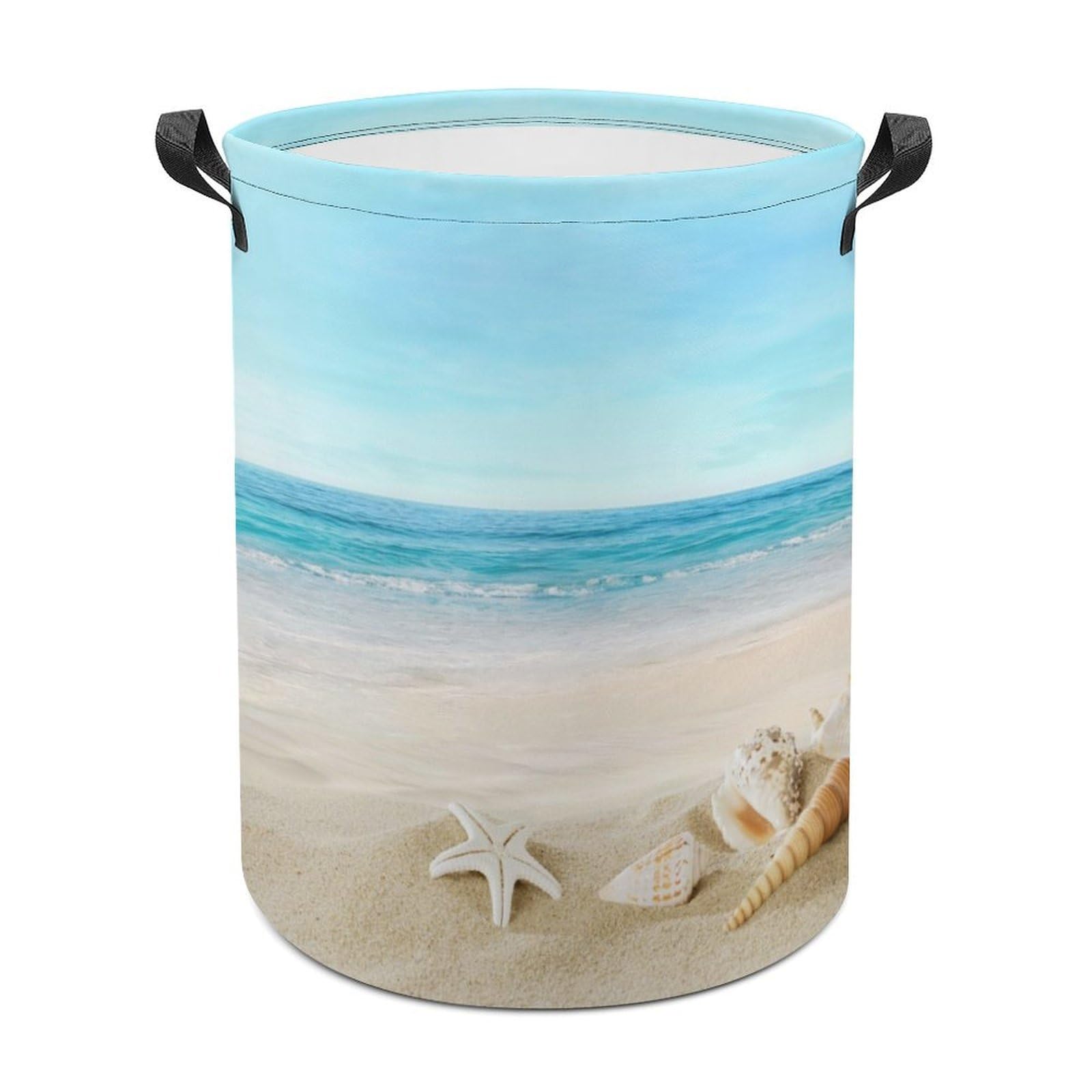 MHYRAC Laundry Hamper, Beach Sea Starfish Laundry Basket, Washing Basket with Handle