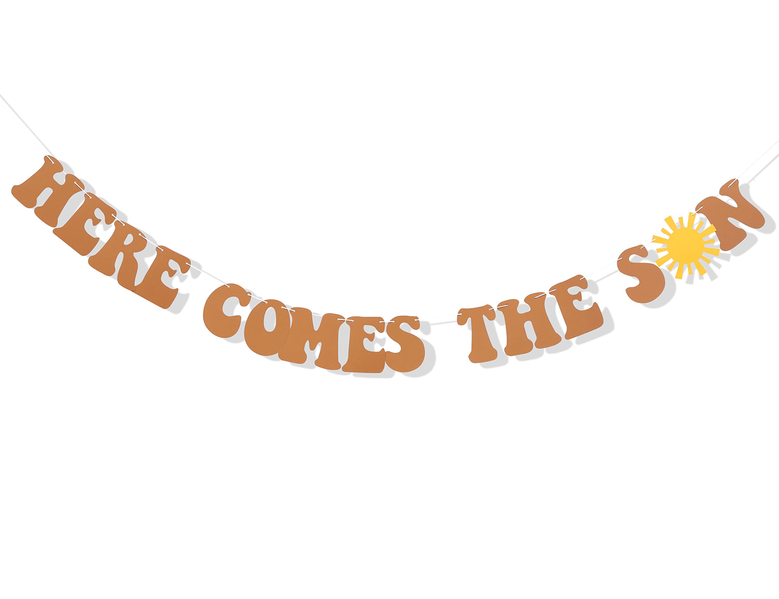 Here Comes The Son/Sun Baby Shower Banner - dekoracja na baby shower, 'It'S A Boy, Baby Shower Party rekwizyty fotograficzne' baner, girlanda z literami chłopca (BANNER COME SUN)