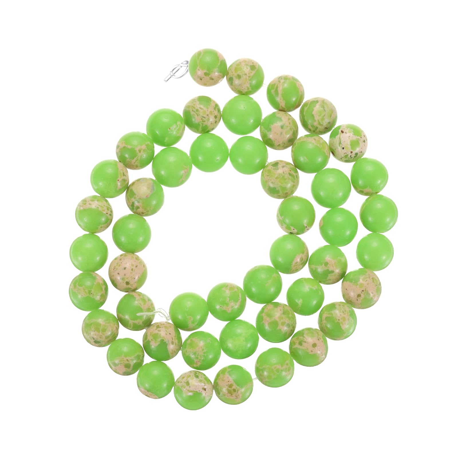 sourcing map Natural Galaxy Sea Sediment Beads 8mm Polished Round Smooth Gemstone Loose Beads for Bracelet Jewelry Making (15" Length, Mixed Light Green, About 48pcs)