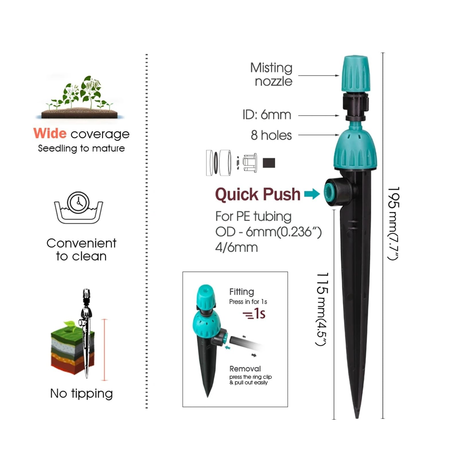 Sistema di irrigazione automatica for irrigazione da giardino 3/8 "2 in 1 Tubo in PE Nebbia regolabile a 360° Kit di spruzzatori micro a goccia for irrigatore a collegamento rapido(10m Kits)