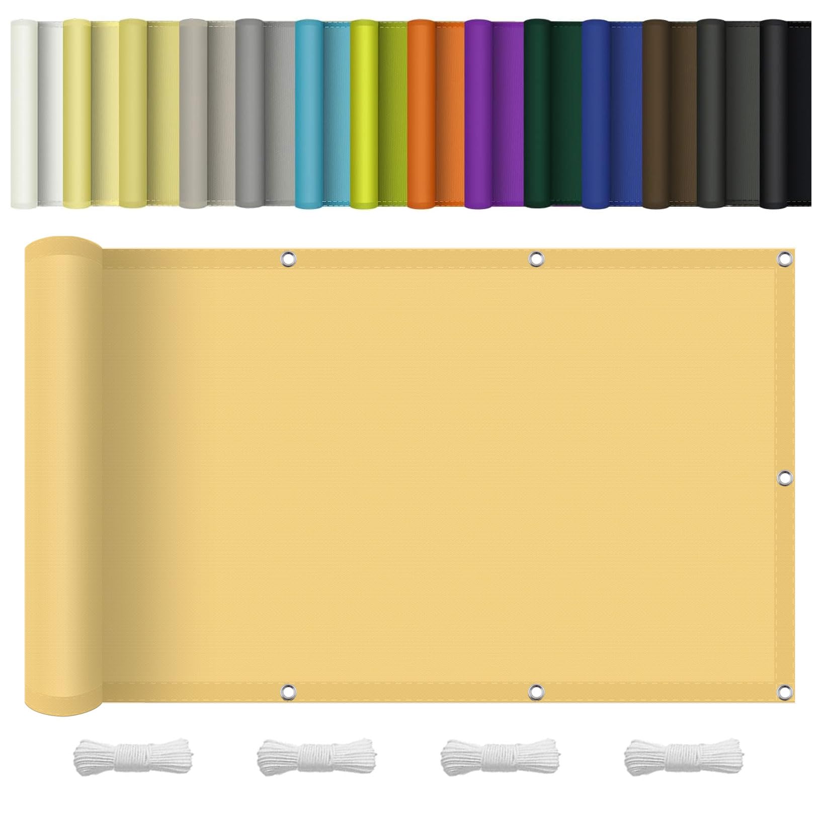 Voile d'ombrage imperméable 220x640 cm grand format contre pluie et UV jaune sable