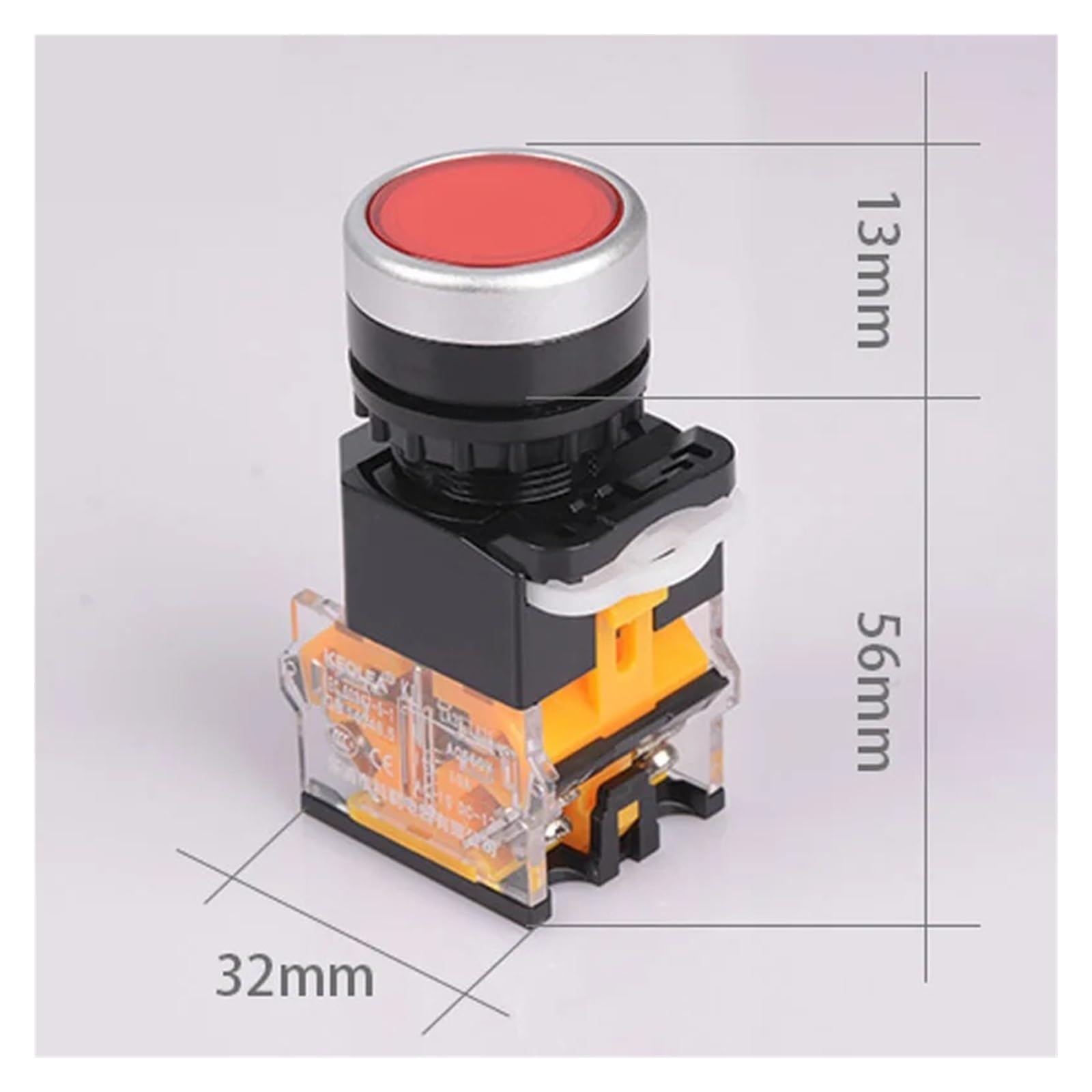 LA38 22mm okrągły przełącznik przycisku zasilania, 1NO/1NC Instant Button Switch ze światłem, wskaźnik 220 V * 5 szt. (żółty, Self Lock)
