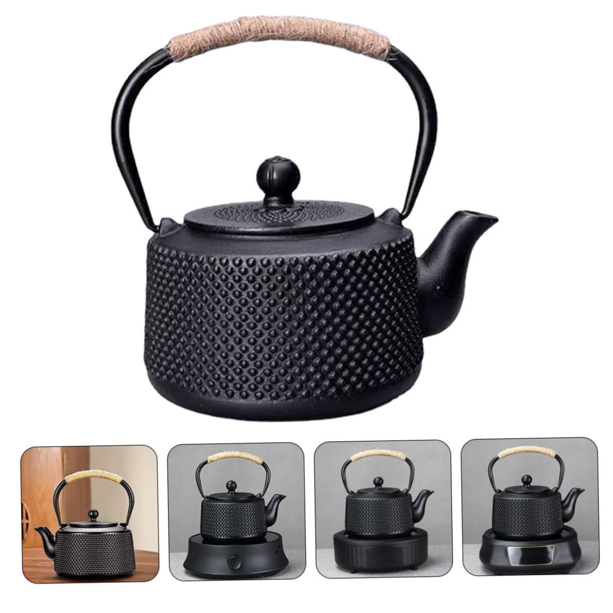 Tetera de Hierro Negra de 900ml Asa, Estilo Japonés